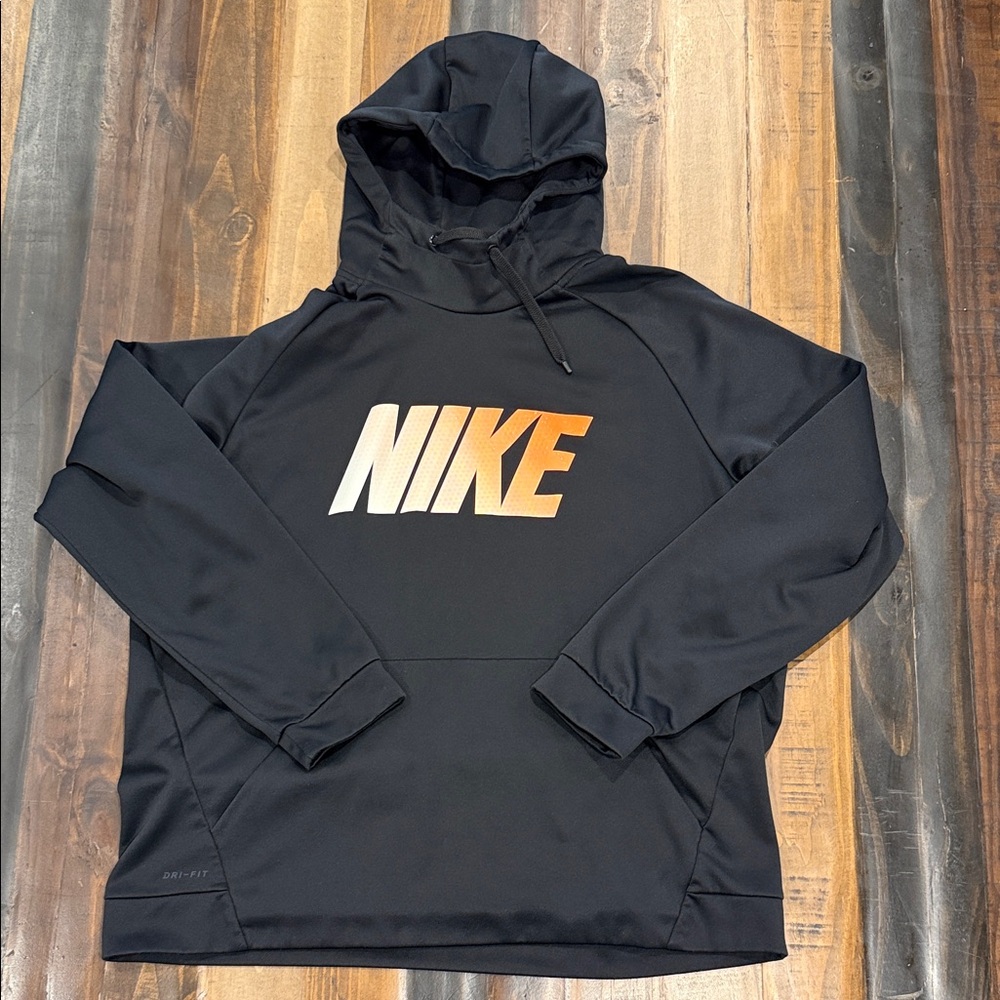 Nike Men's Black and Orange Hoodie